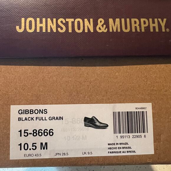 Johnston & Murphy Gibbons Cap Toe Dress Shoe Black Men\'s Size 10.5 M main image 7